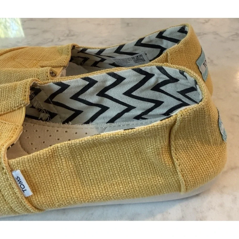 TOMS Alpargata Heritage Eco Women's‎ Slip On Canvas Shoes Yellow Flats Size 7